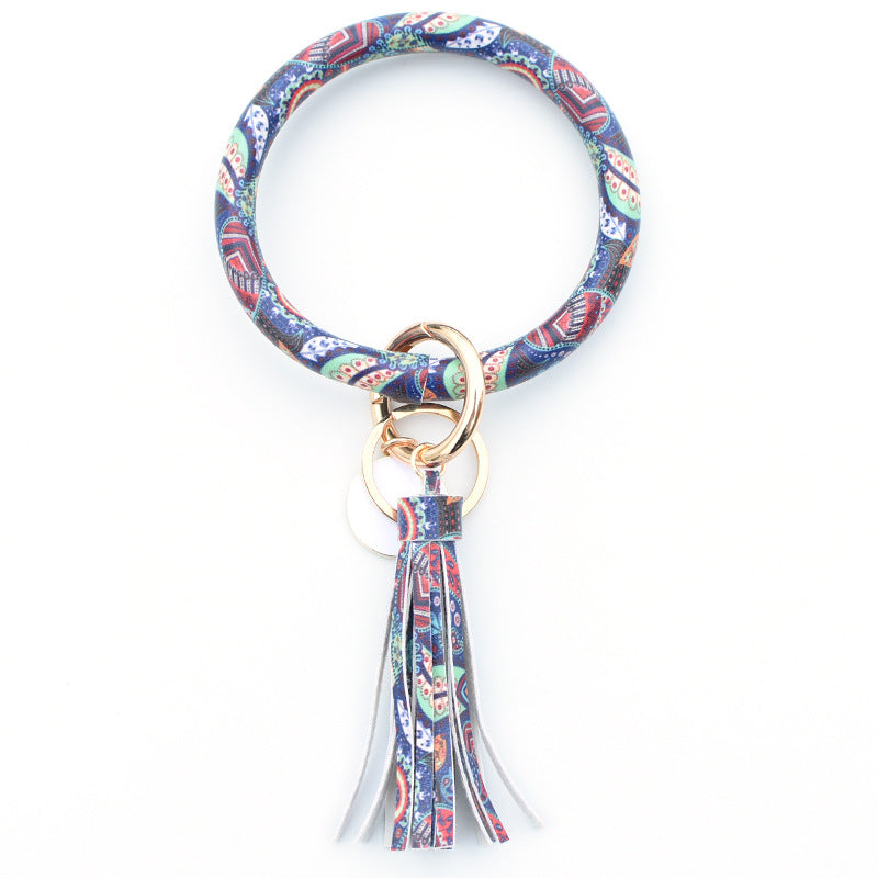 WholesalePU Leather Tassel Bracelet Keychain